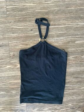 Esprit Black Halter Ring-Detail Tank